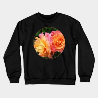 Pink Roses In A Transparent Circle Crewneck Sweatshirt